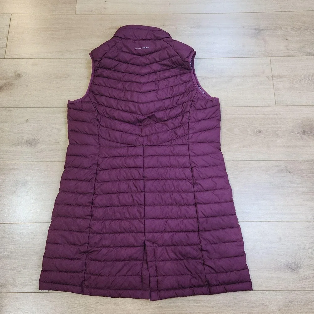 Columbia Puffer Vest Womens Large Purple Omni-Heat Long Insulated Outdoor